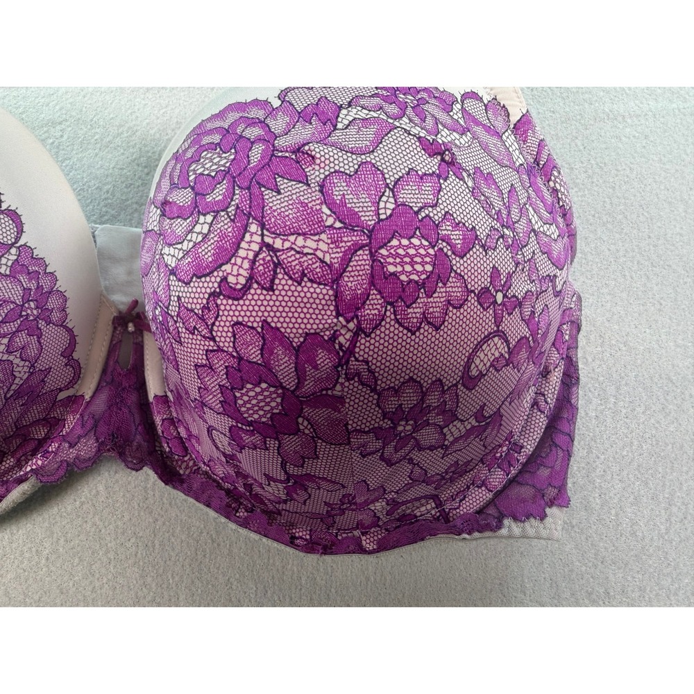 Torrid Purple Floral Lace Push Up Underwire Bra 40DDD Gray Padded Strappy 40 DDD - Picture 7 of 7